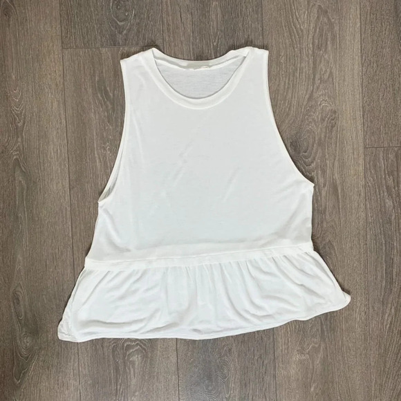 Aritzia Wilfred Babydoll Top Peplum Ruffle hem Sleeveless White Size XS - Picture 3 of 8